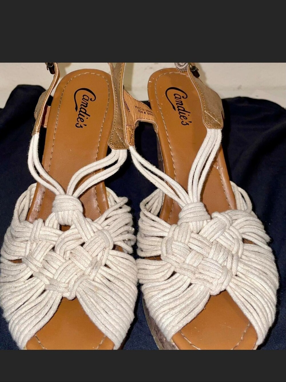 Candie's White Woven Knot Slingback Sandals